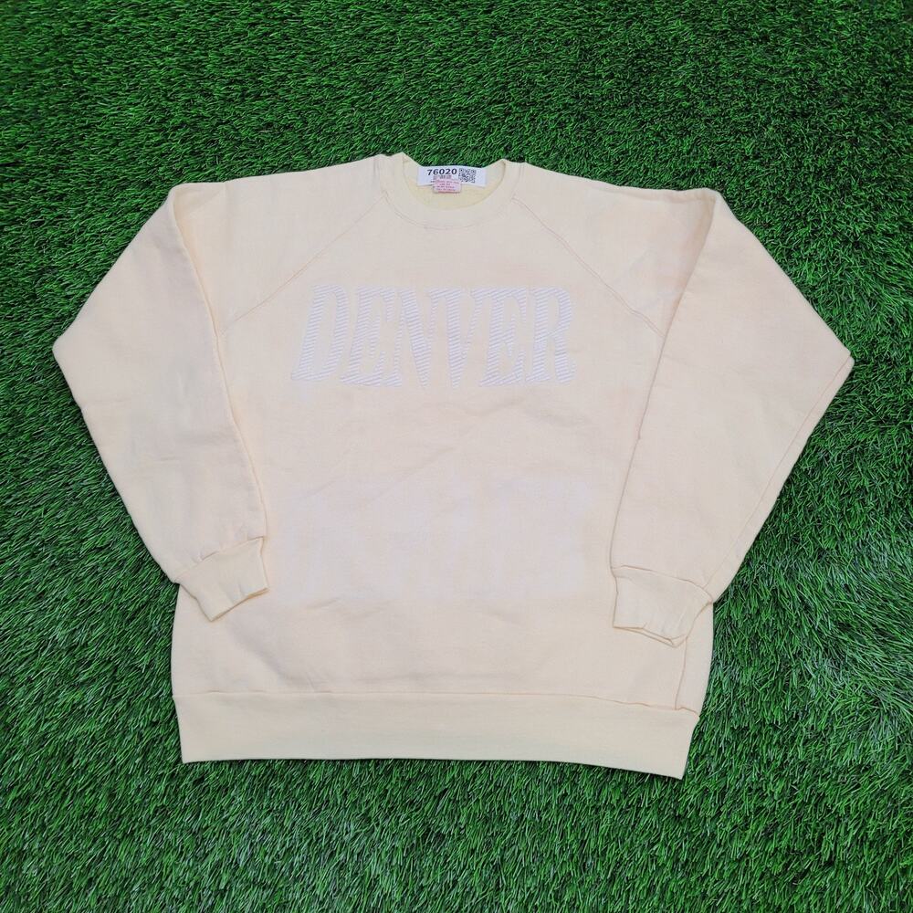 Vintage Denver Raglan Sweatshirt Womens M/L 19x23 Beige USA